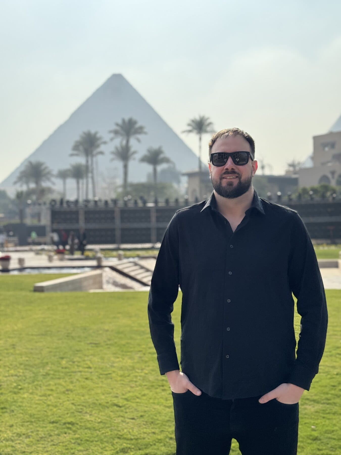 Oliver Edward Locke III, known as Oliver Locke, at the Giza pyramid complex in Egypt