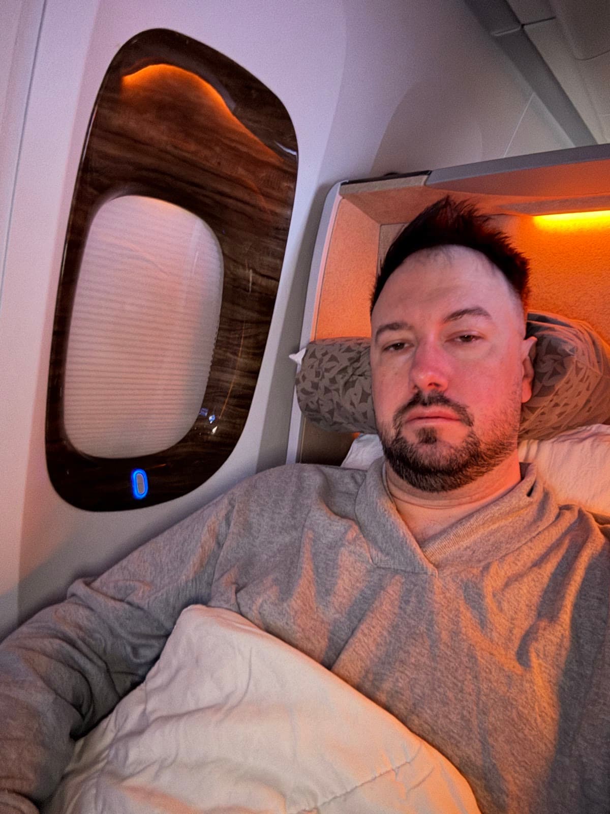 Oliver Locke on a long haul flight between Florida and the rest of the world